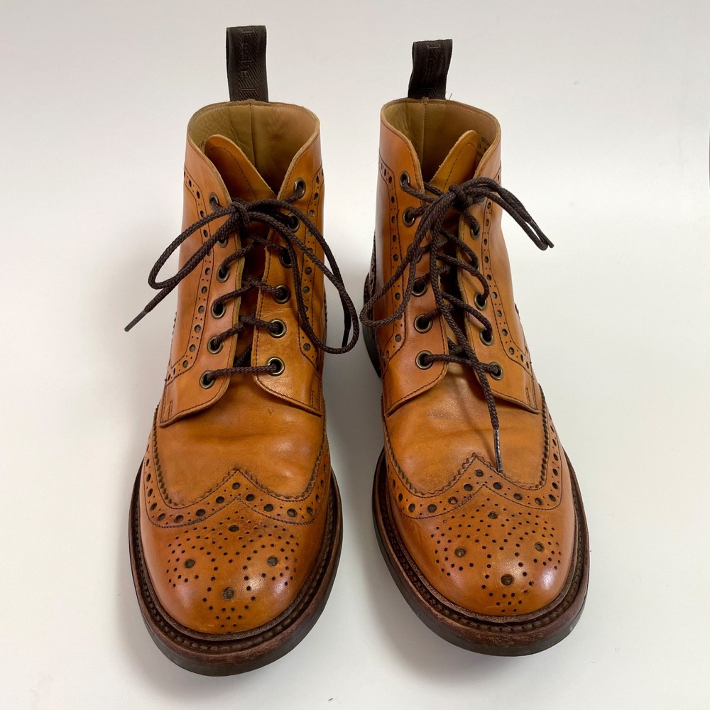 Loake Bedale Tan Leather Brogue Wingtip Boots Mens 8.5 Academia Old Money
